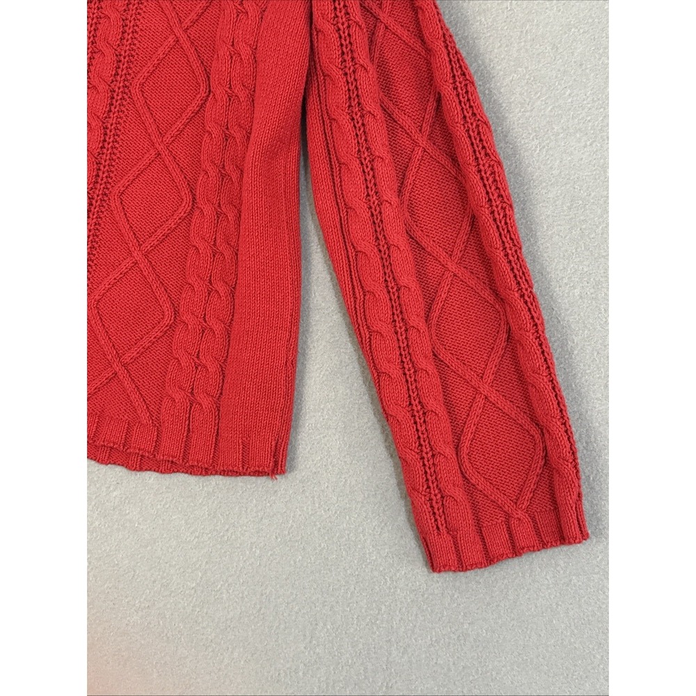 Vintage 90s Cable Knit Zip Up Cardigan Sweater XL Pockets Y2K Full Zip Preppy‎ - Picture 15 of 16